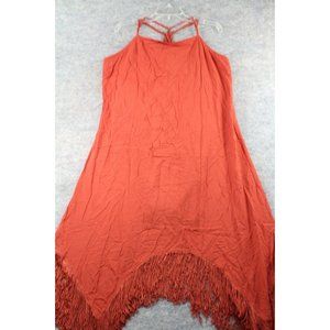 Cato Dress Size XL Extra Large Orange Fringe Sleeveless Hippie Boho Western NWOT